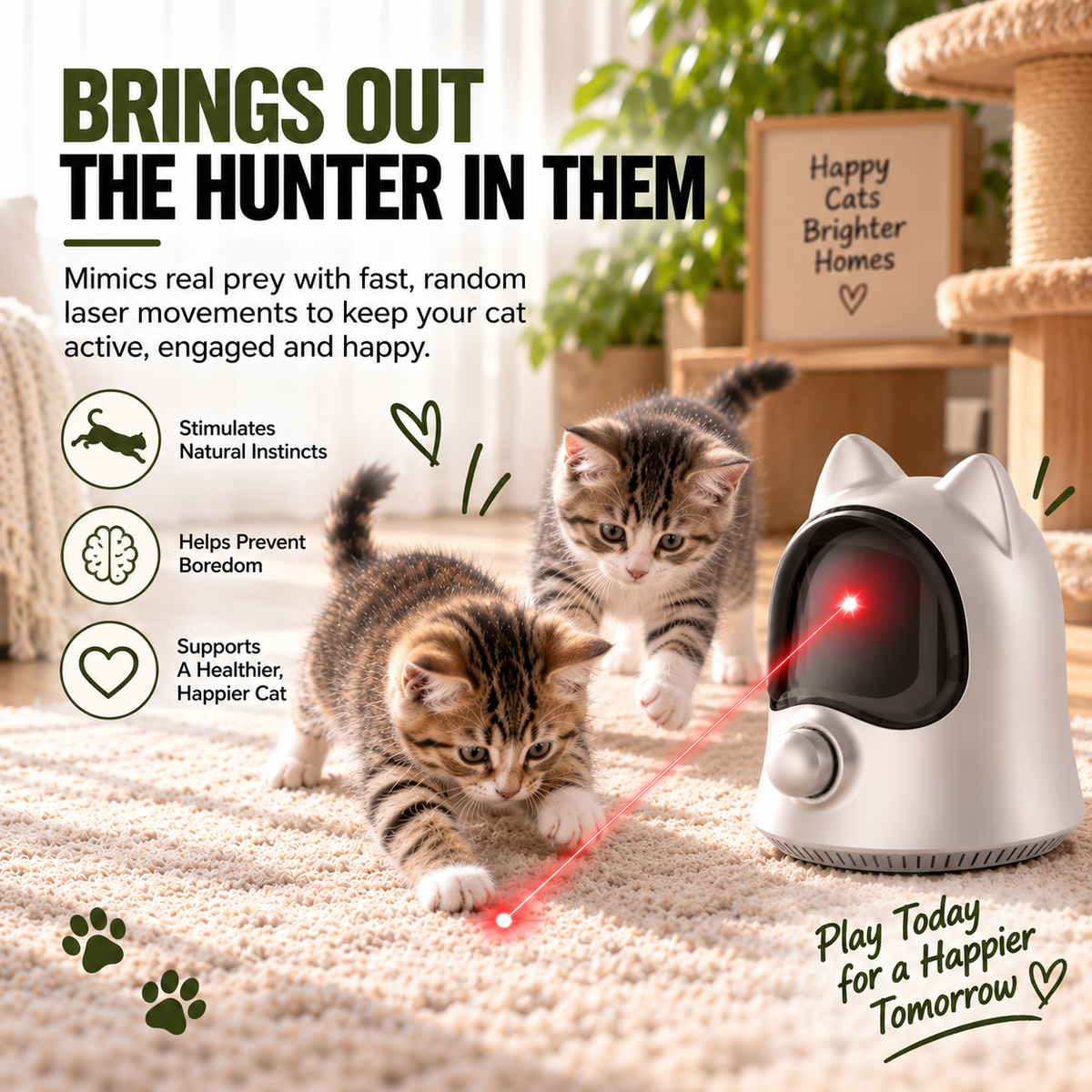 PounceBeam™ — Smart Interactive Laser Cat Toy with Unpredictable Motion