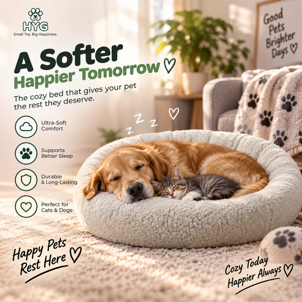 CloudNest™ — Ultra-Cozy Self-Warming Pet Bed